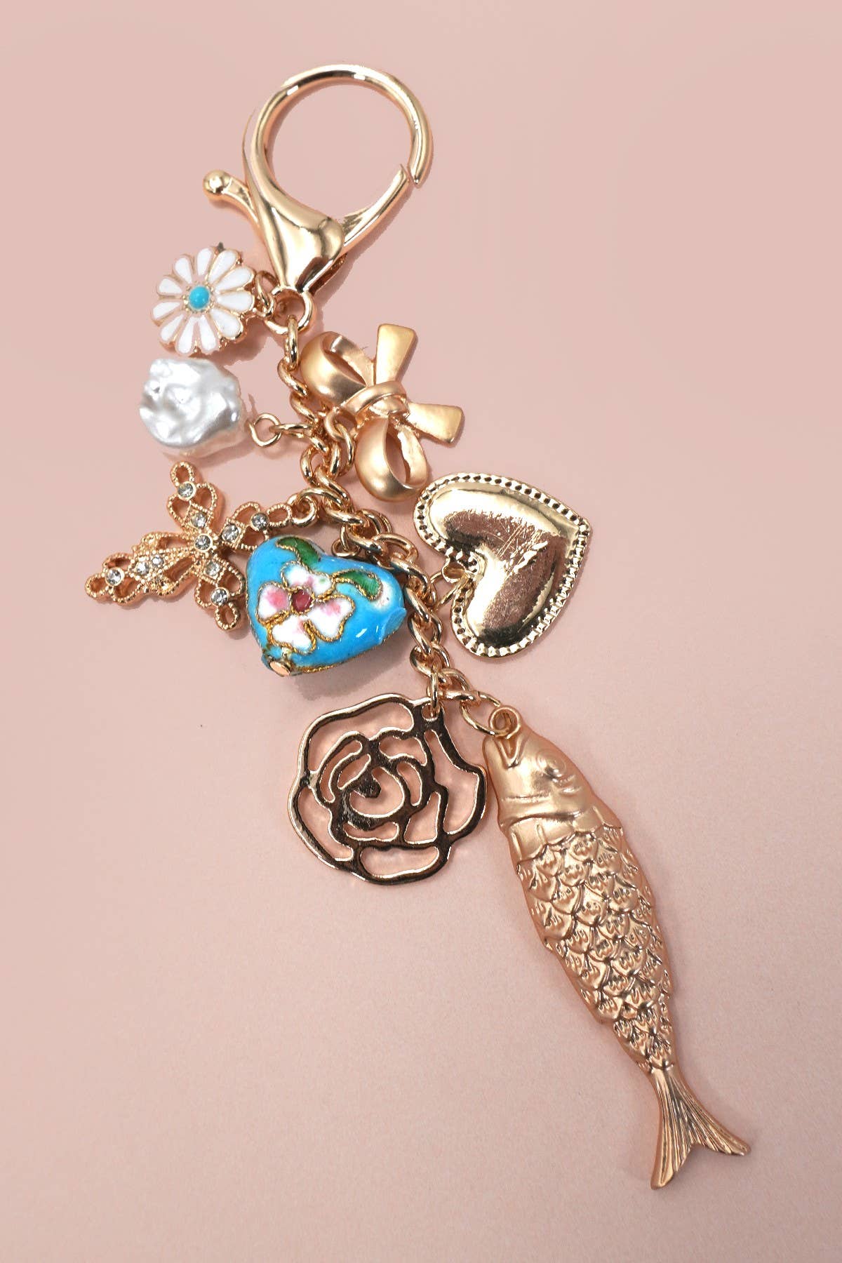Ocean Porcelain Heart Cross Flower Bag Charm Bag Charm