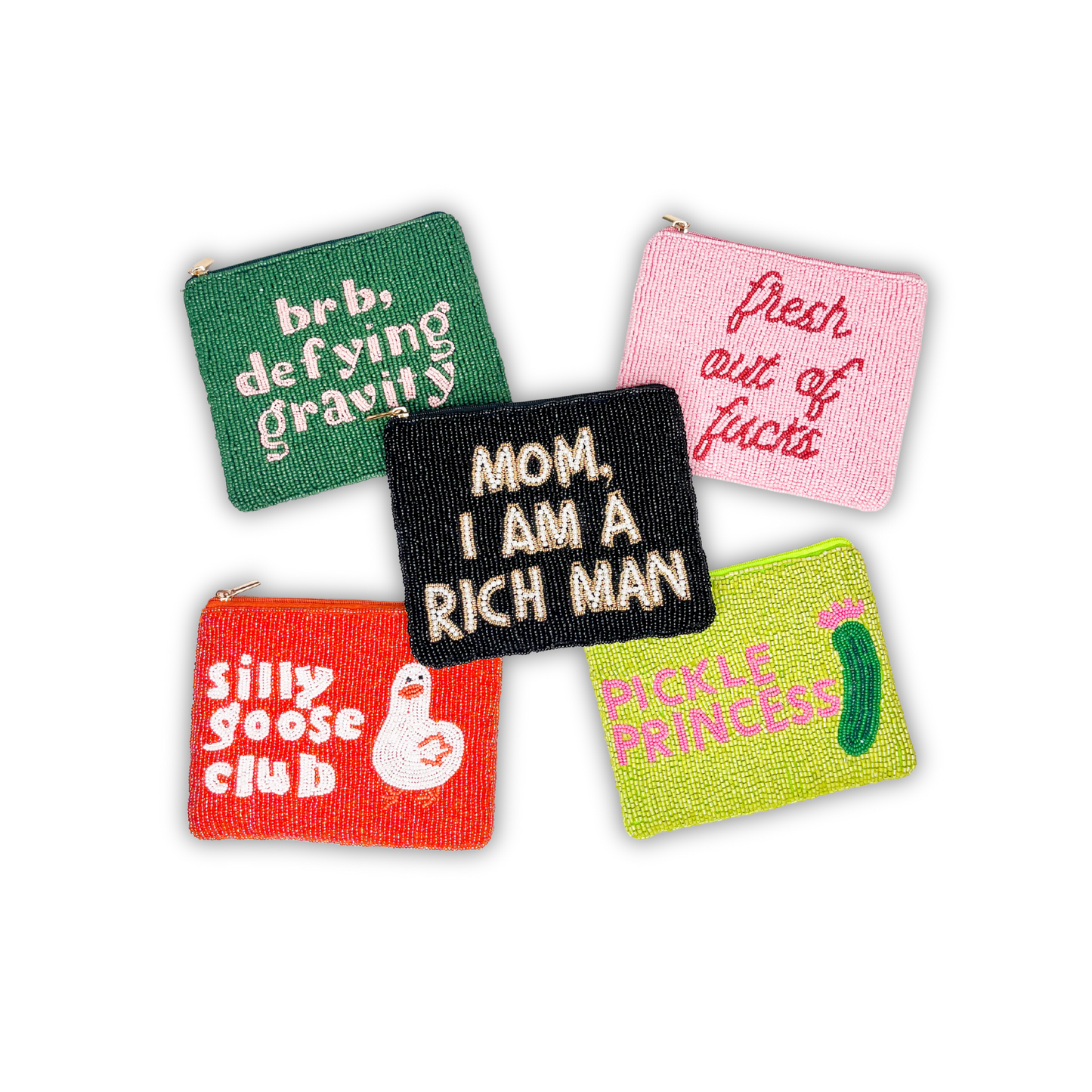 Living Best Life & Get In Loser XL Beaded Coin Purse