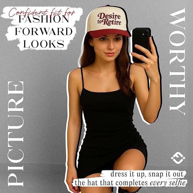 Two Tone Cap - Desire to Retire (Burgundy/Beige)