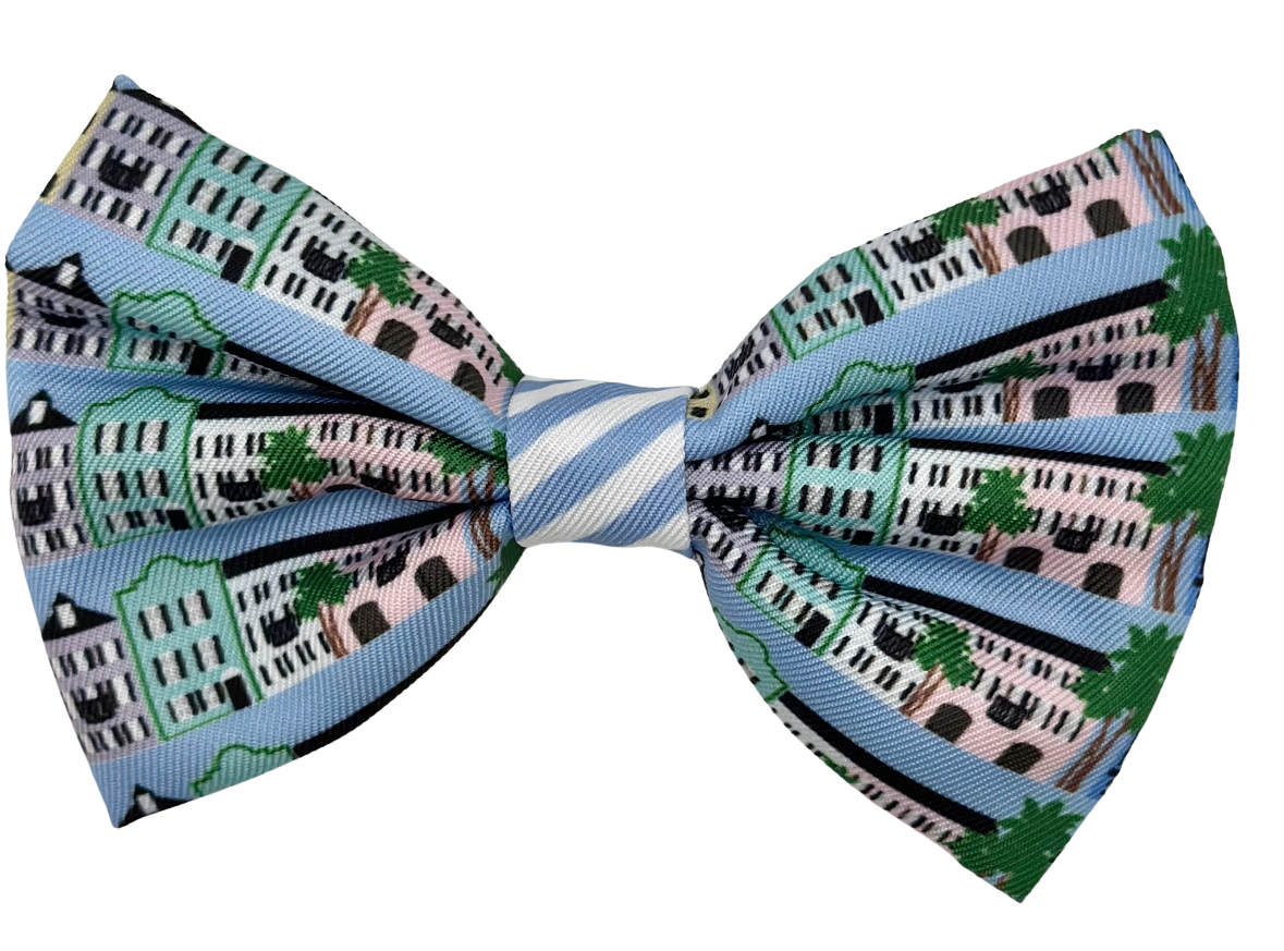 Rainbow Row Bow Tie - Blue and Green