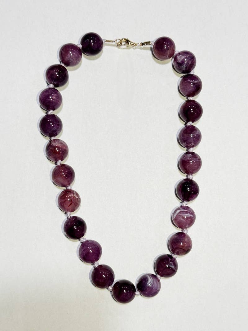 NATURAL STONE AGATE GLASS STAINLESS STEEL NECKLACE