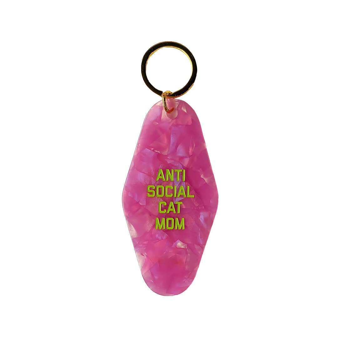 Anti Social Cat Mom Keychain