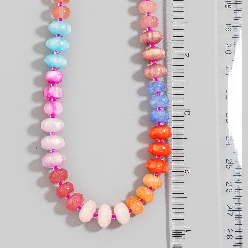 Mixed Glass And Resin Disc Beaded Necklace