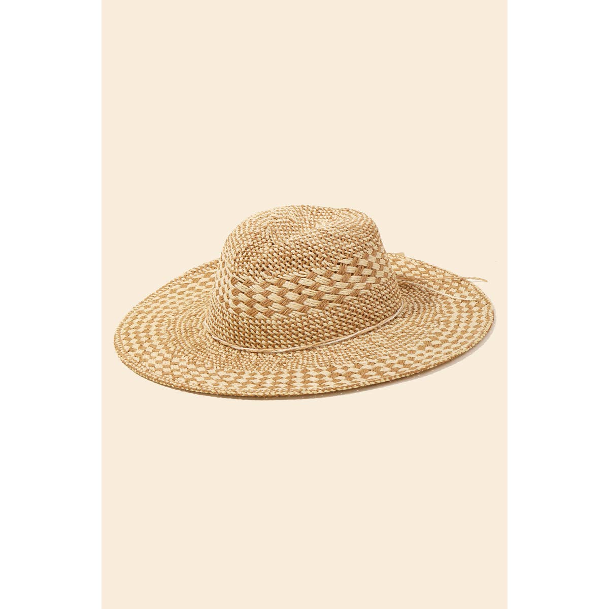 Checkered Straw Weave Sun Hat