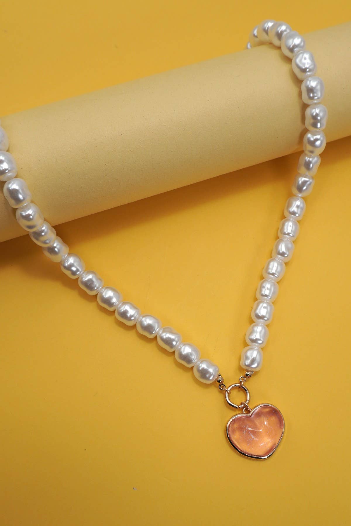 Heart Pendent Pearl Chain Necklace