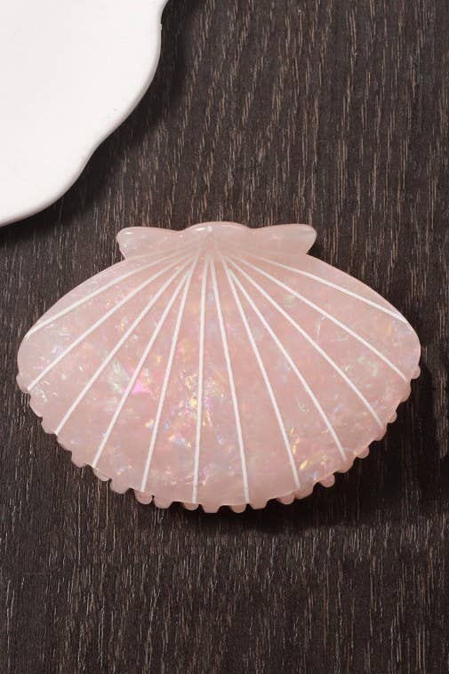 Jumbo Pink PVC Seashell Claw Clip