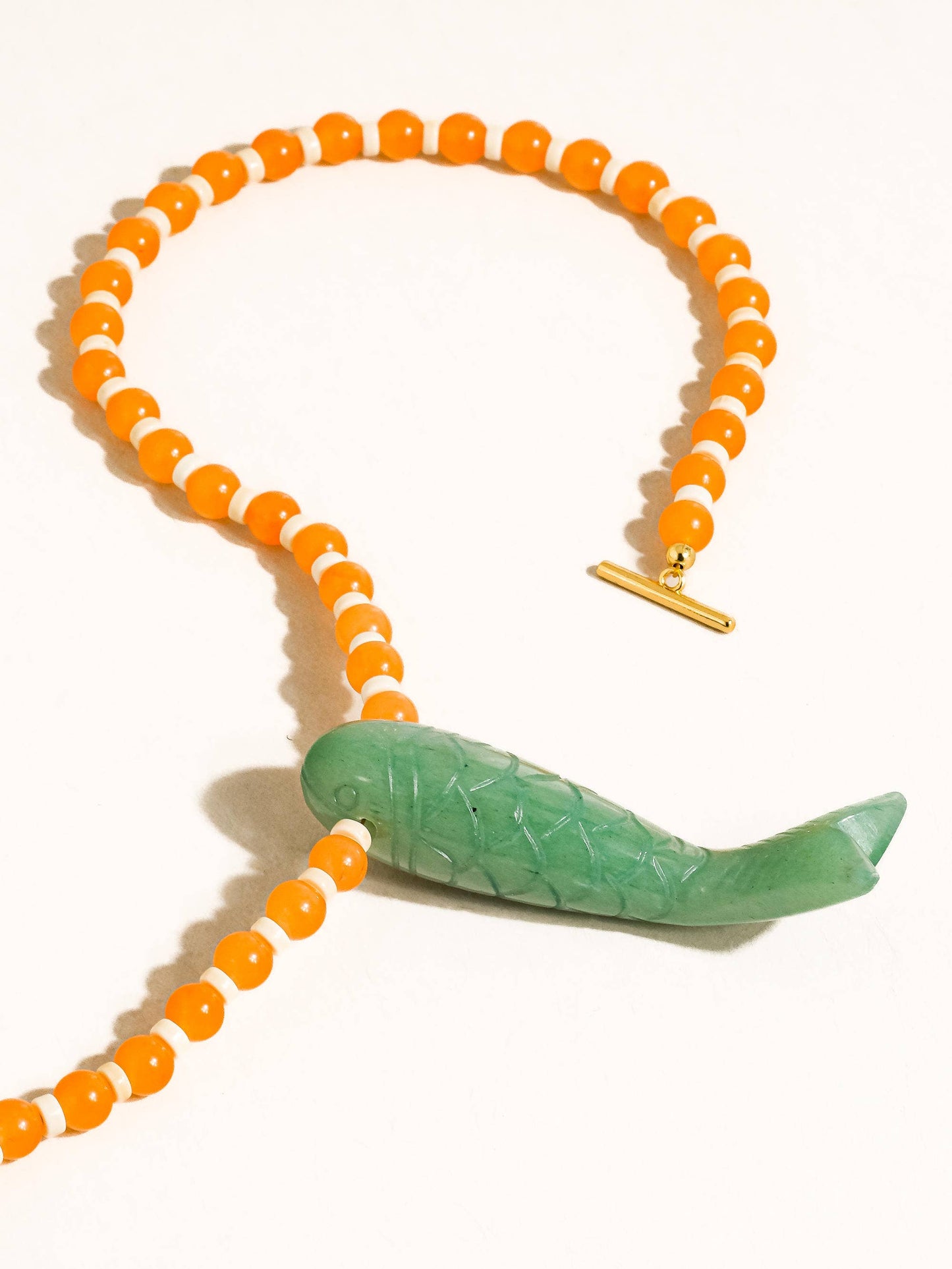 Nicolette 18K Gold Vintage Beaded Fish Necklace