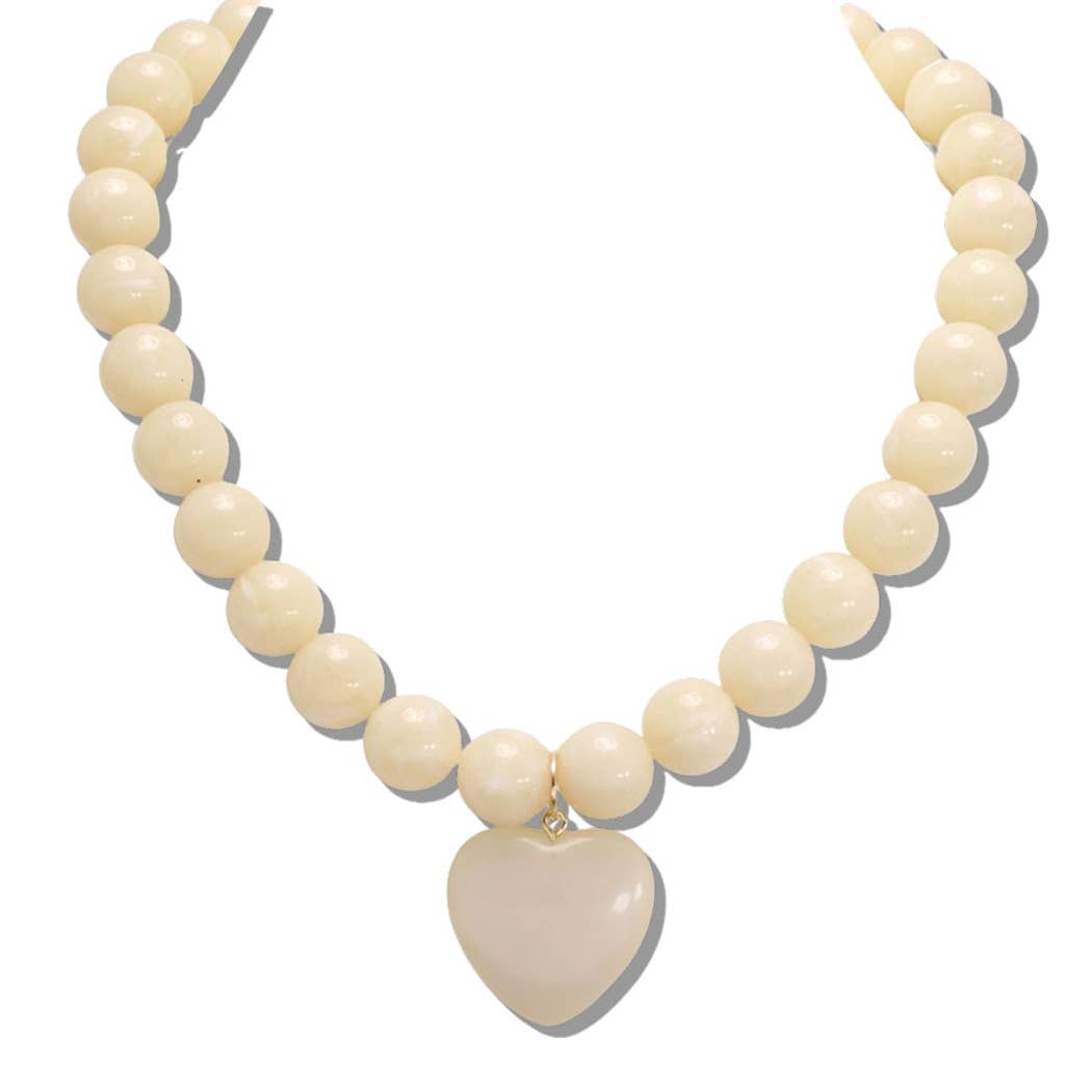 HEART CHARM BEADED NECKLACE