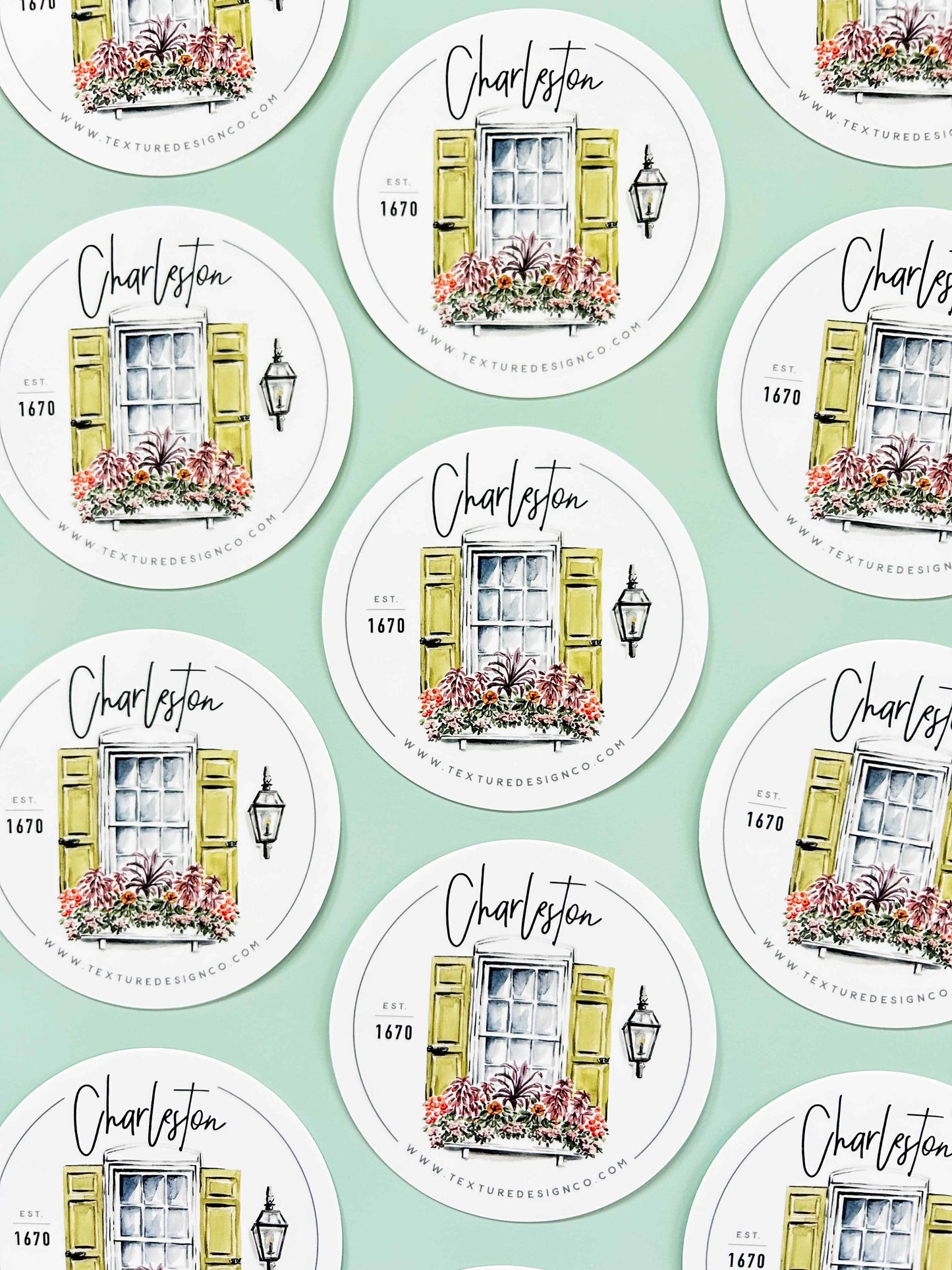 The Charleston Flower Box Sticker in White