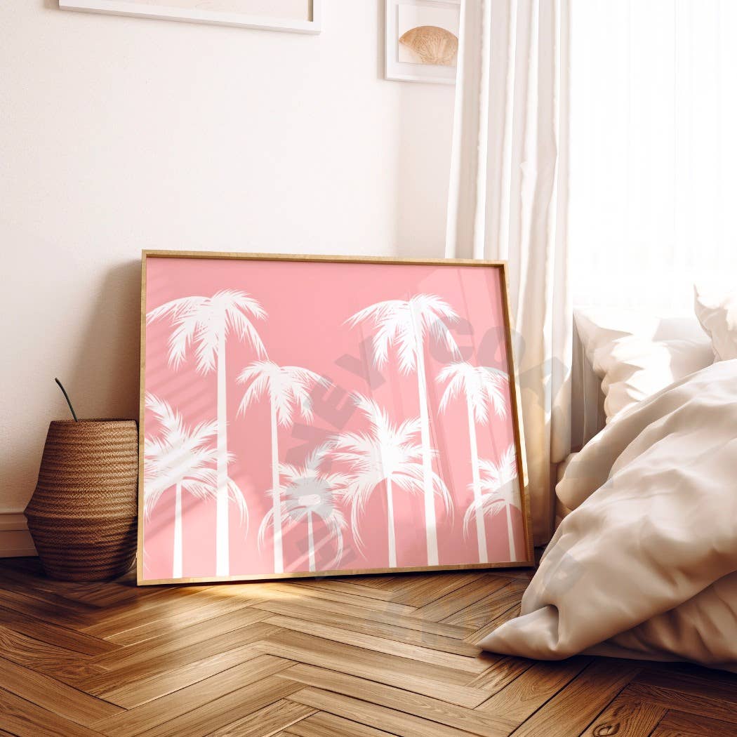 Landscape Coastal Cowgirl Pastel Palm Trees Wall Art Print