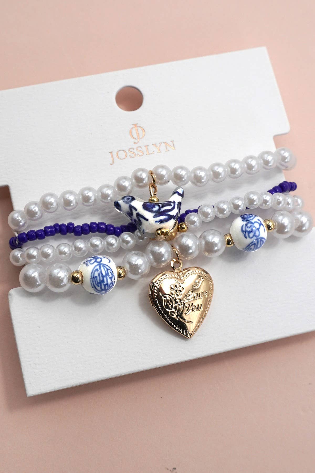Blue Bow Multi Bracelet Set