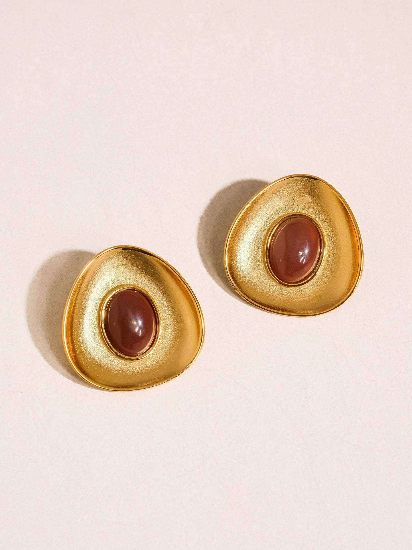 Vionnet 18K Gold Non-Tarnish Gemstone Oval Earrings