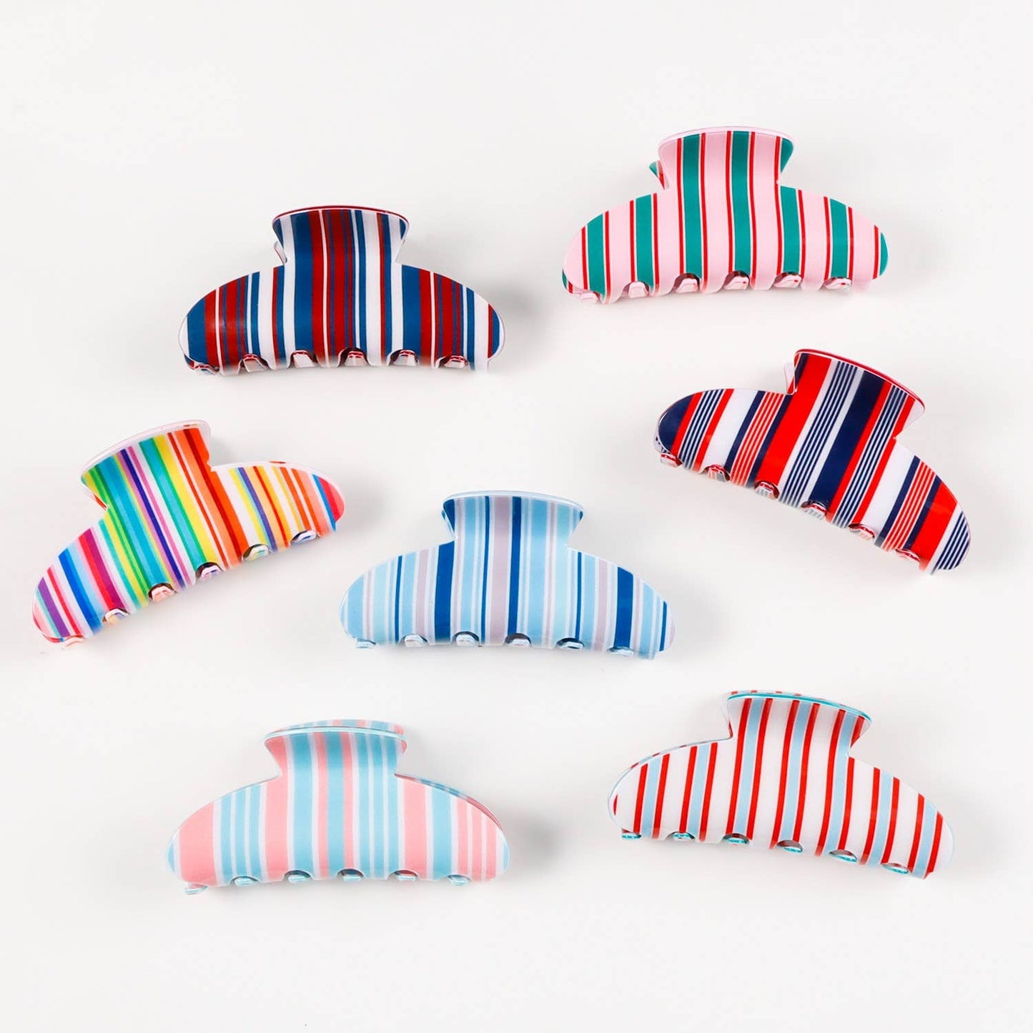 Colorful Vertical Stripe Pattern Hair Claw Clip