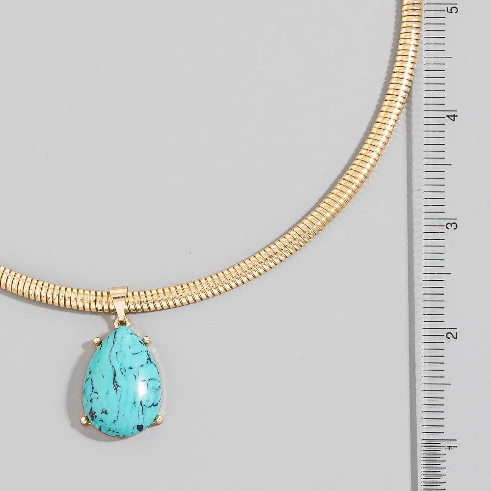 Teardrop Pendant Metallic Flexible Snake Chain Necklace