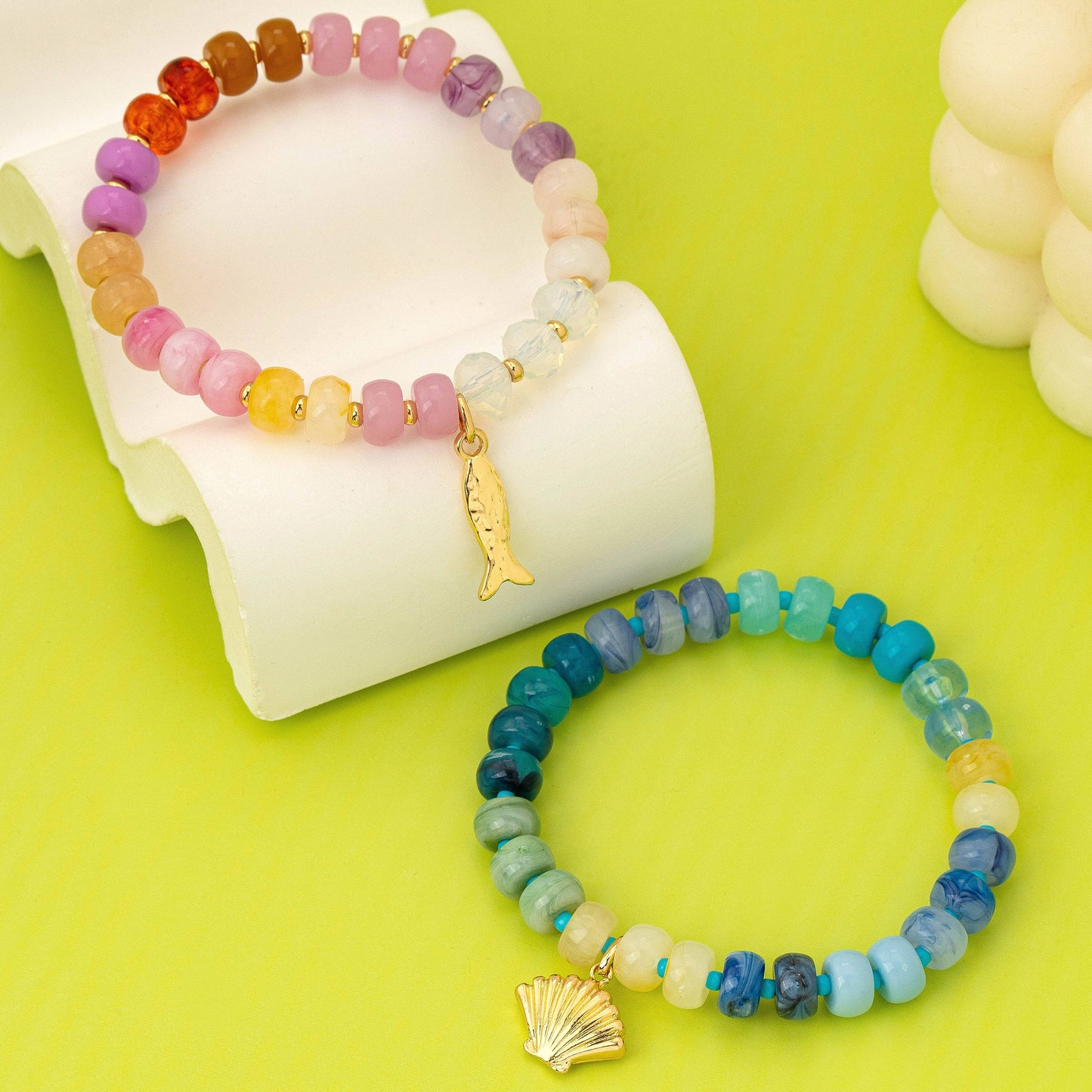 Nautical Multi-Color Beaded Bracelet Set