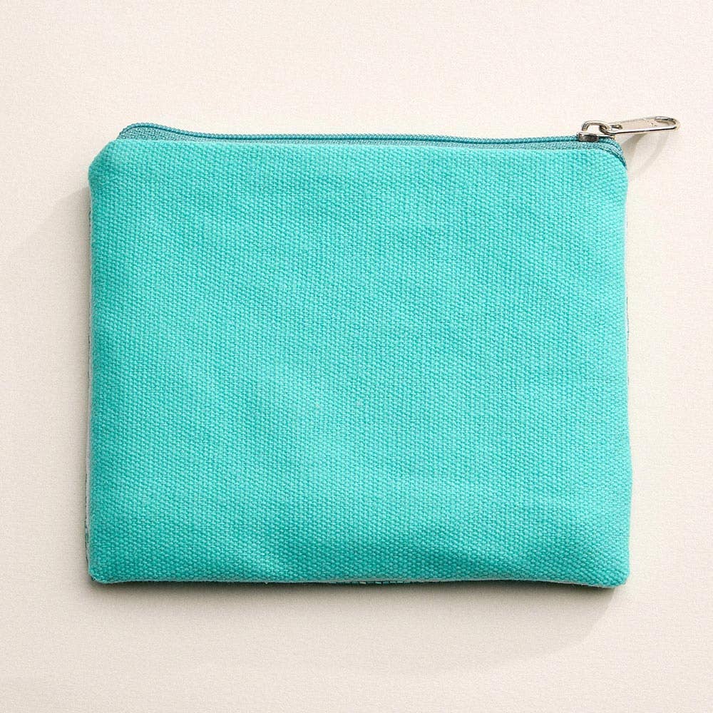 Flamingo Cabana Palm Seed Beaded Mini Pouch Bag