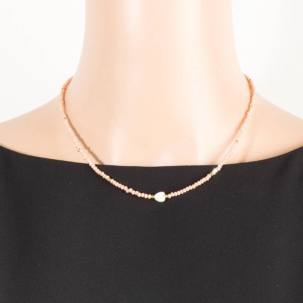 Dainty Multi Beaded Heart Charm Necklace