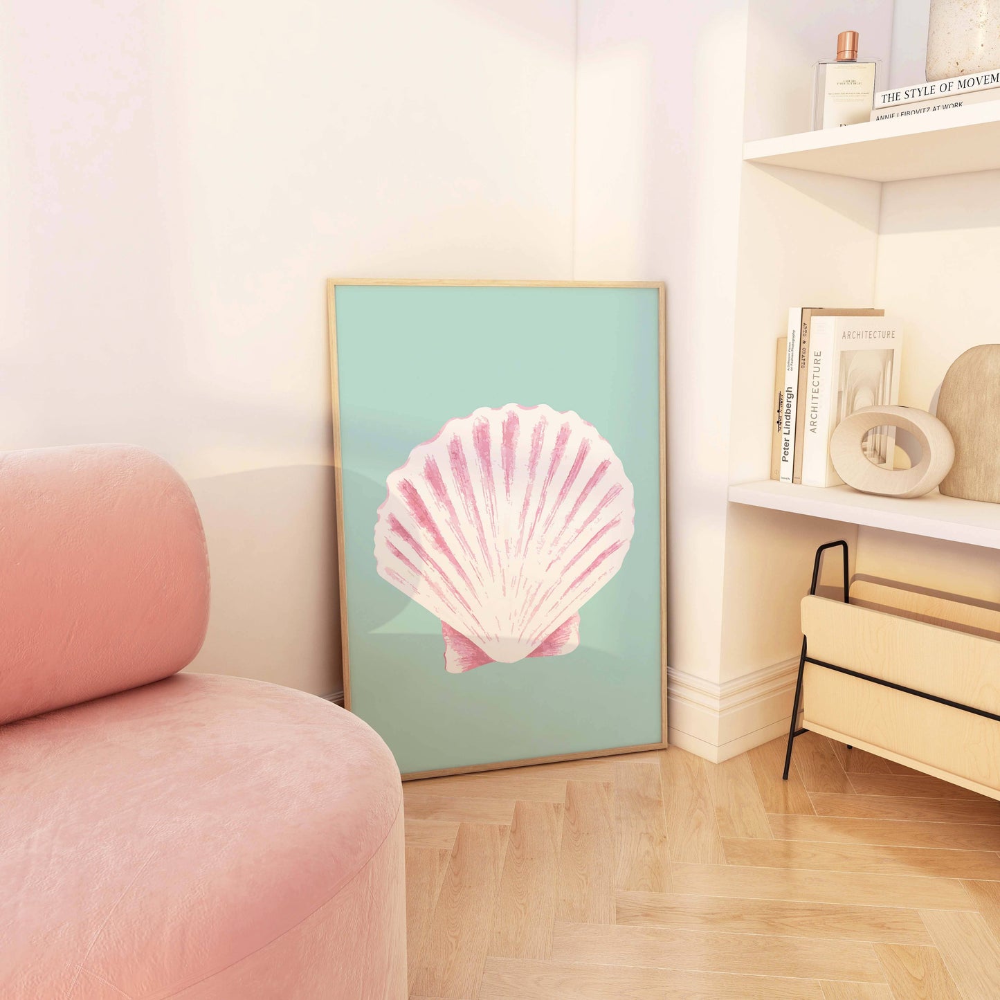 Aqua Seashell Print
