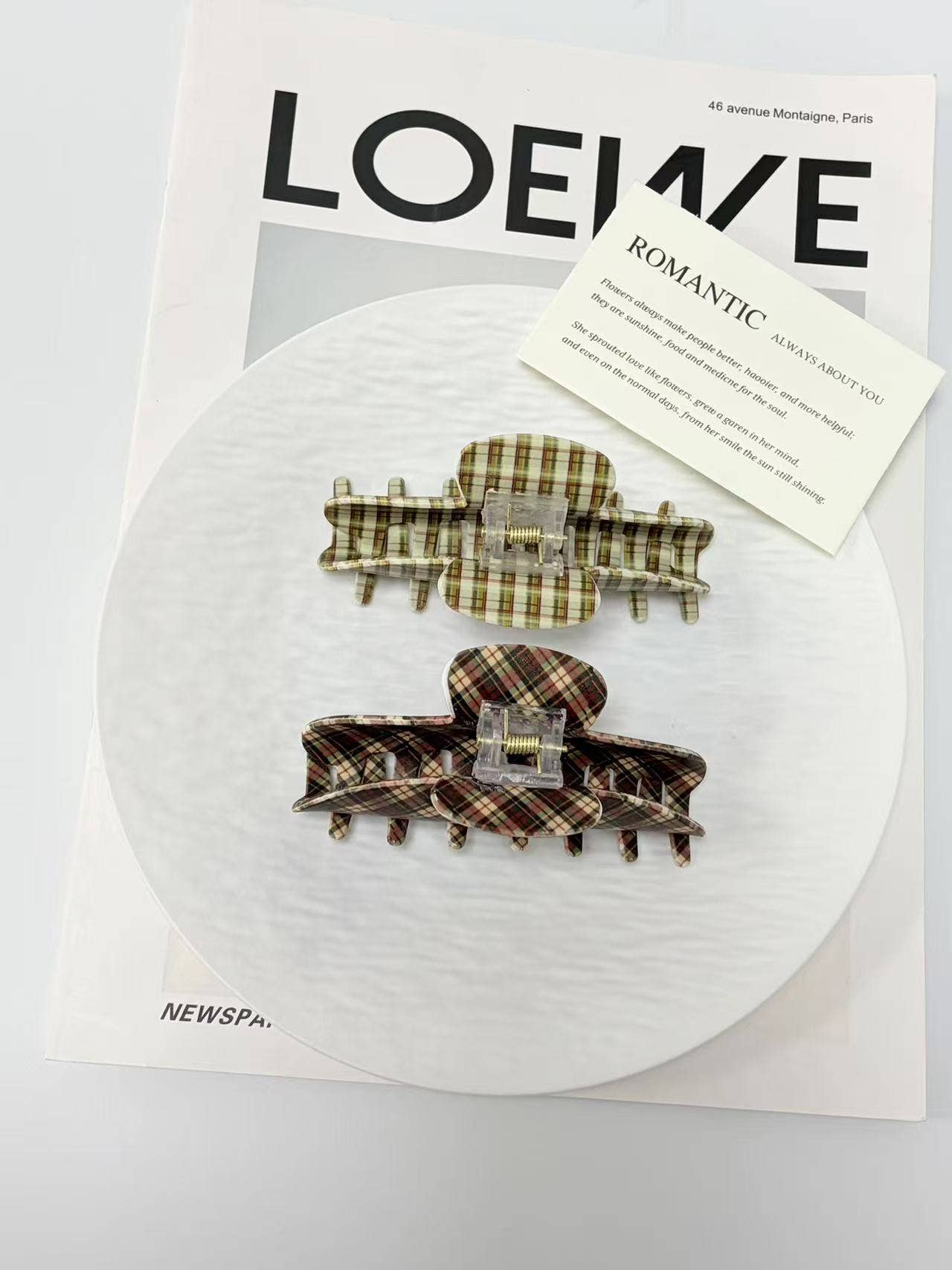 Vintage Plaid Pattern Hair Claw Clip