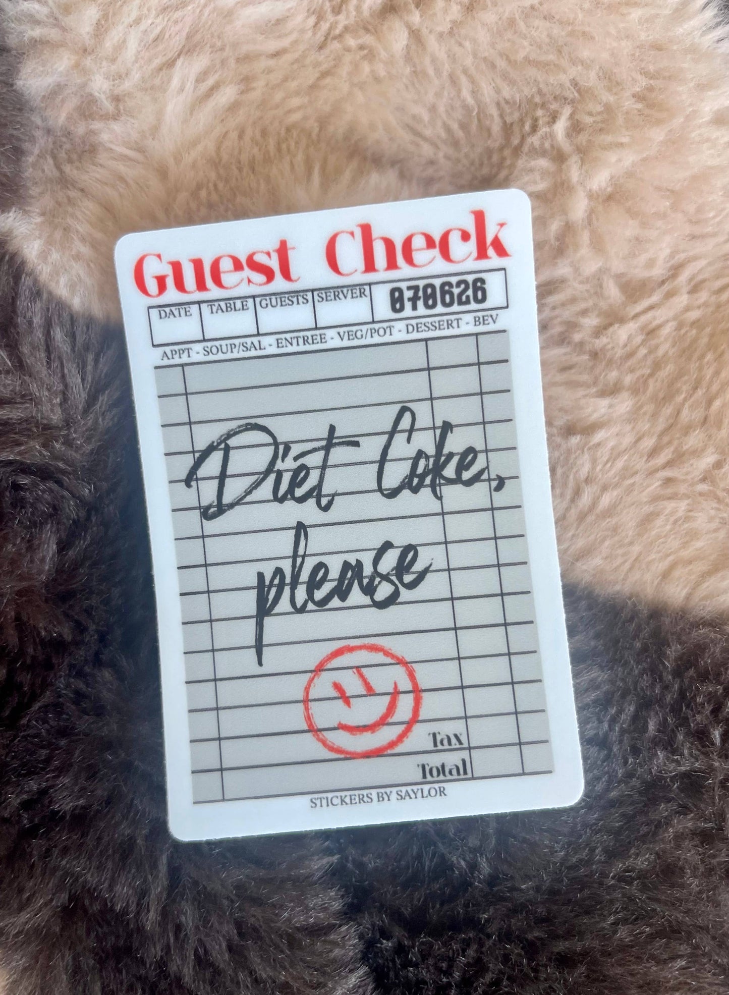 Diet Coke, Please Guest Check Style Vinyl Sticker