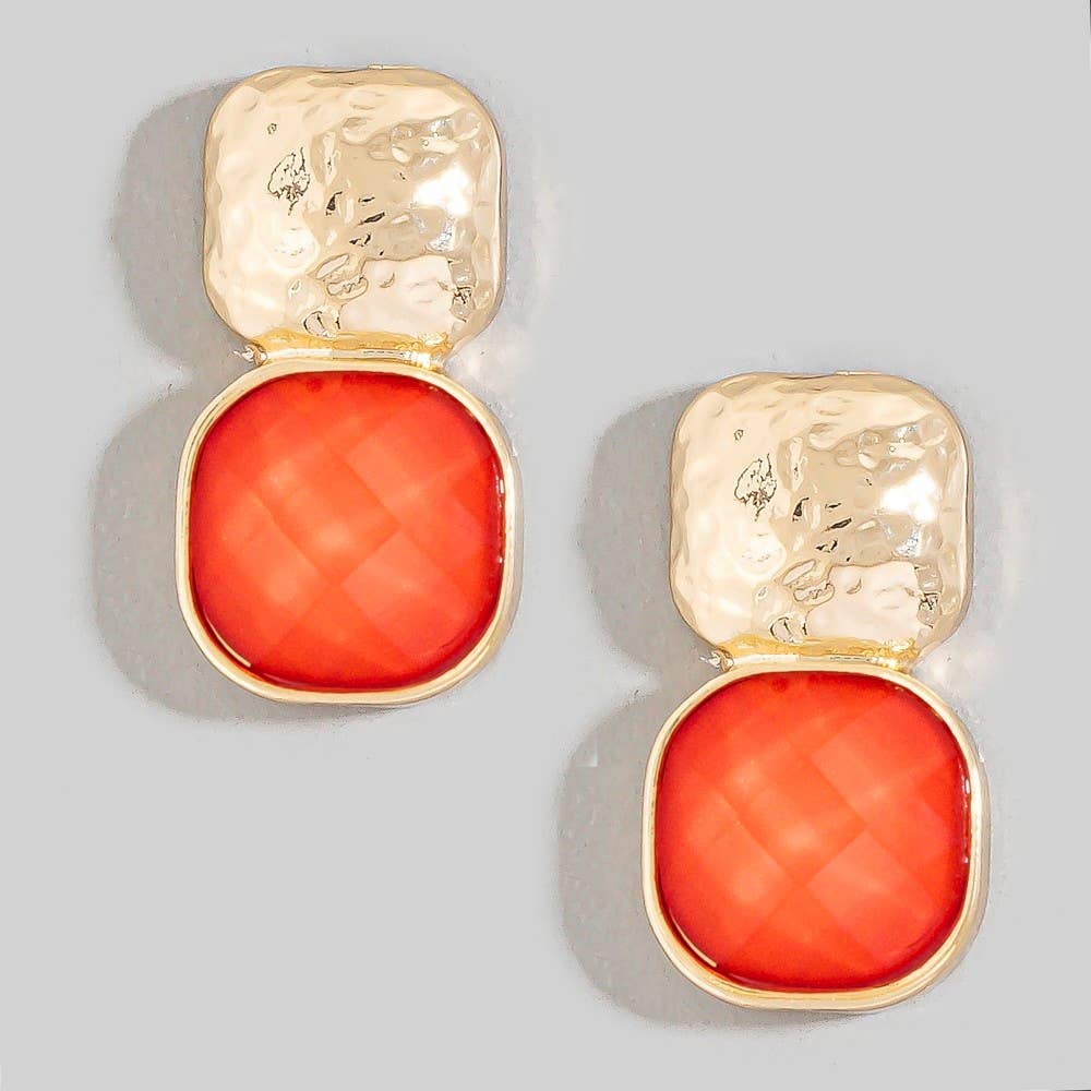 Faceted Square Resin Drop Earrings