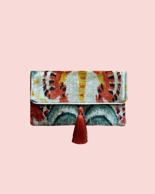 Silk Velvet Ikat Clutch 