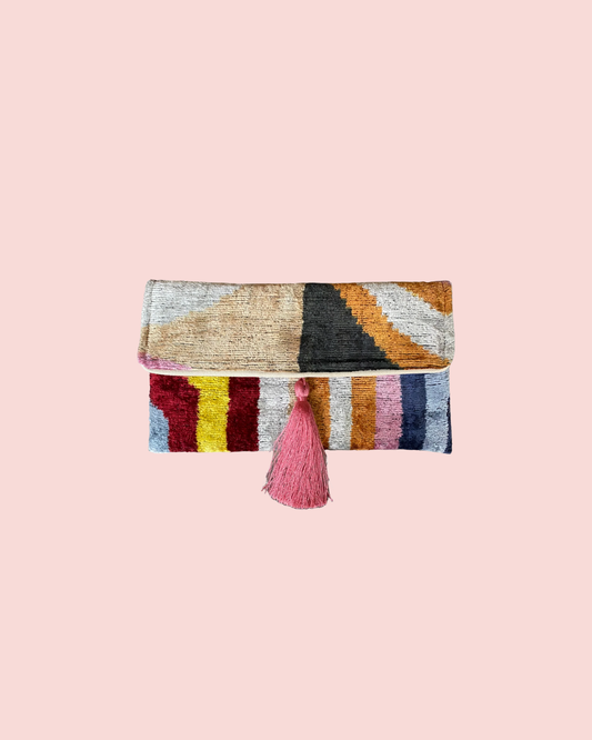 Silk Velvet Ikat Clutch