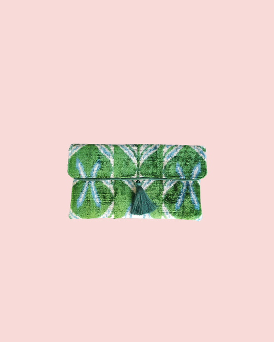 Silk Velvet Ikat Clutch