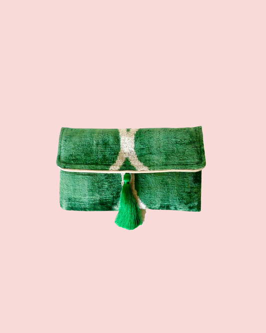 Silk Velvet Ikat Clutch