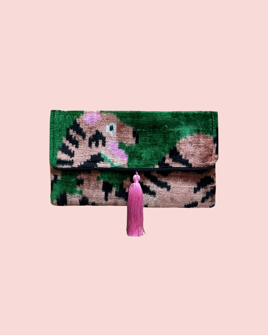 Silk Velvet Ikat Clutch  