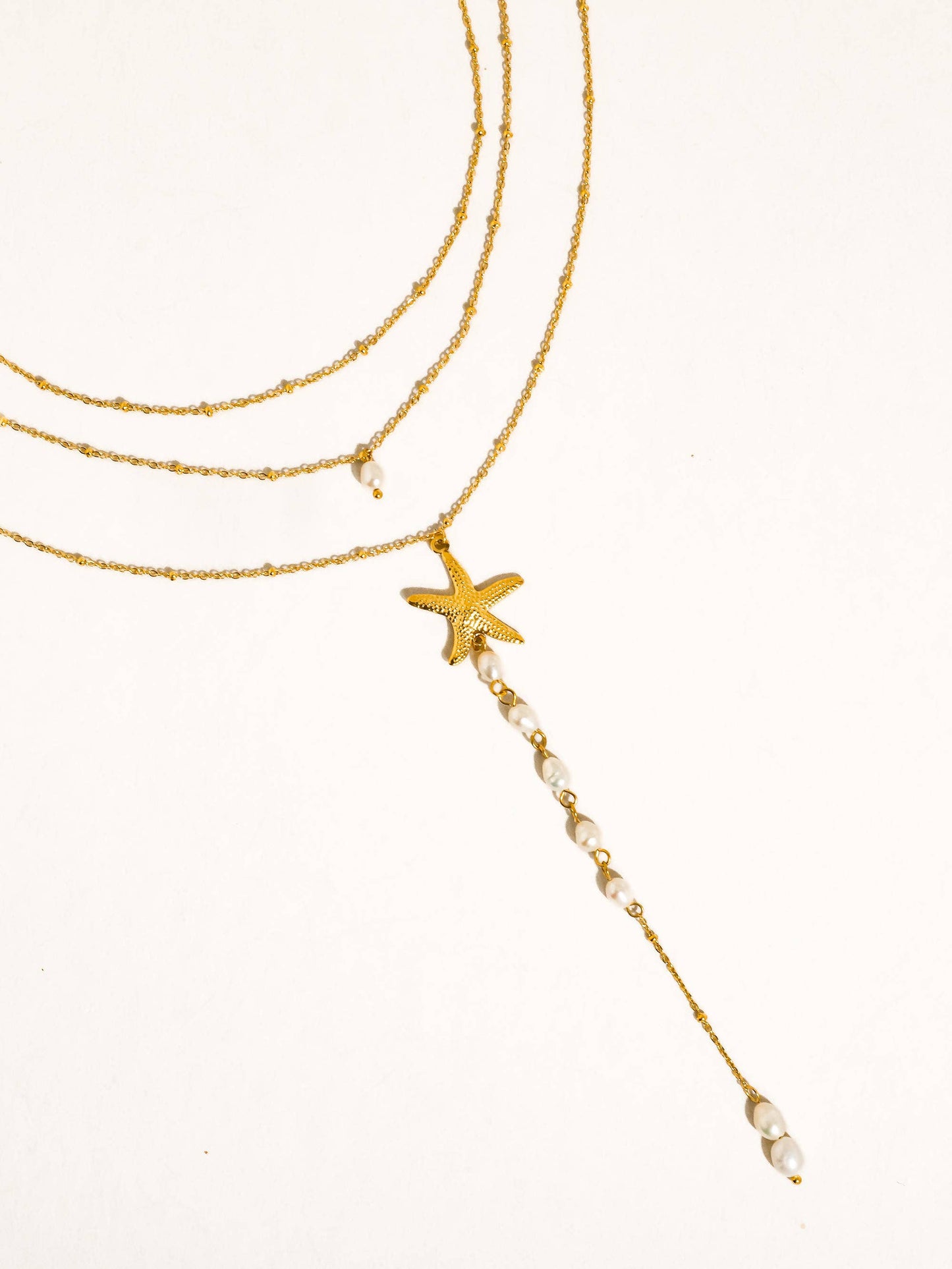 Santorin 18K Gold Non-Tarnish Star & Pearl Layered Necklace