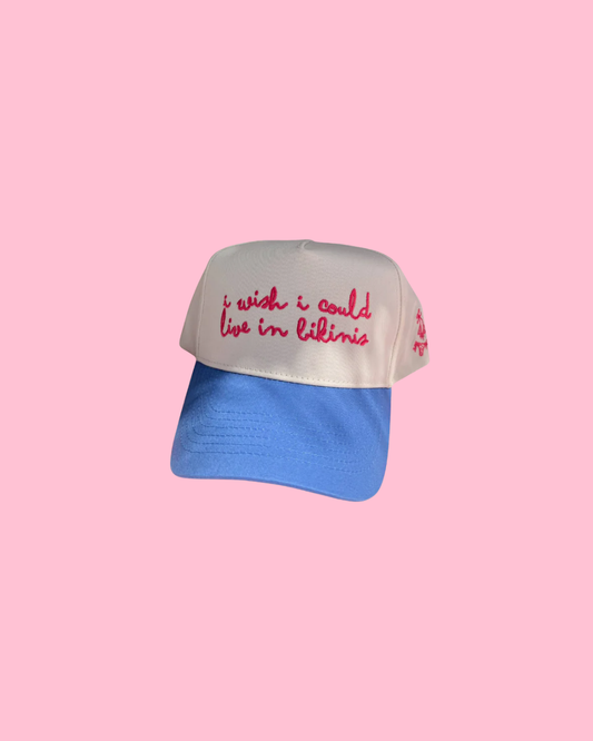 I Wish I Could Live in Bikinis - Periwinkle Vintage Trucker Hat