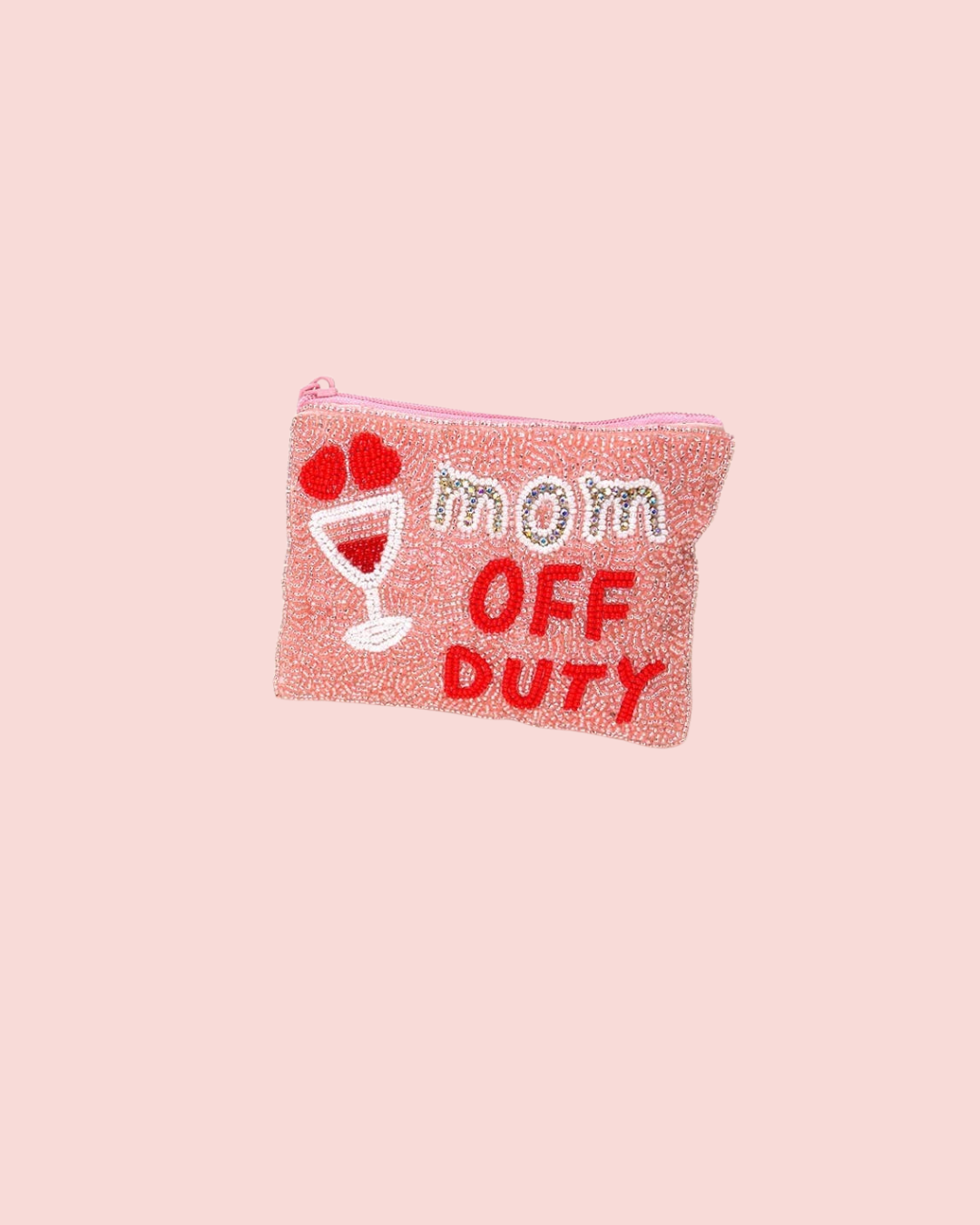 Mom Off Duty Beaded Coin Purse