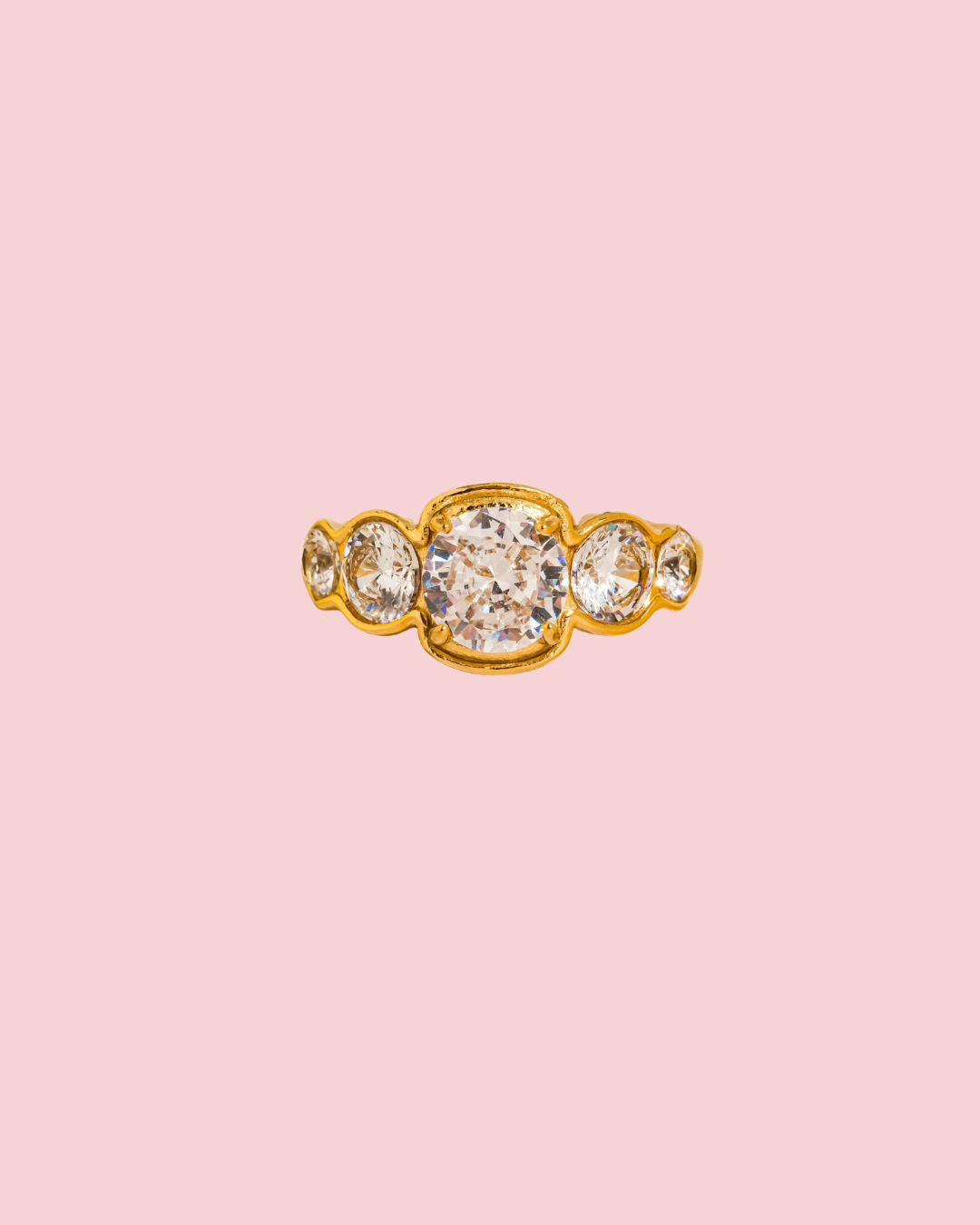 Irid 18K Gold Non-Tarnish Multi CZ Statement Ring