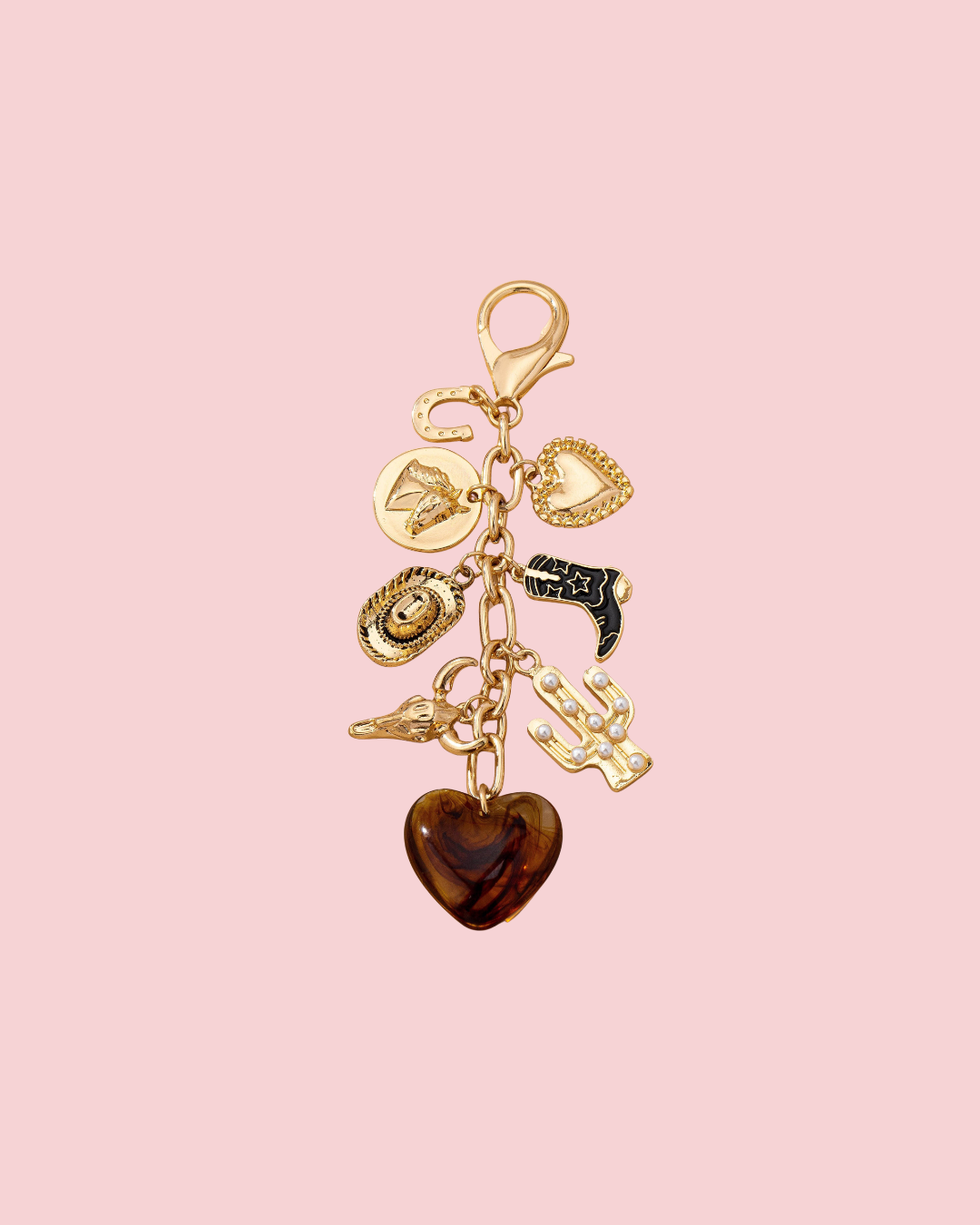 WESTERN HEART CROSS HAT BOOT HEART BAG CHARM