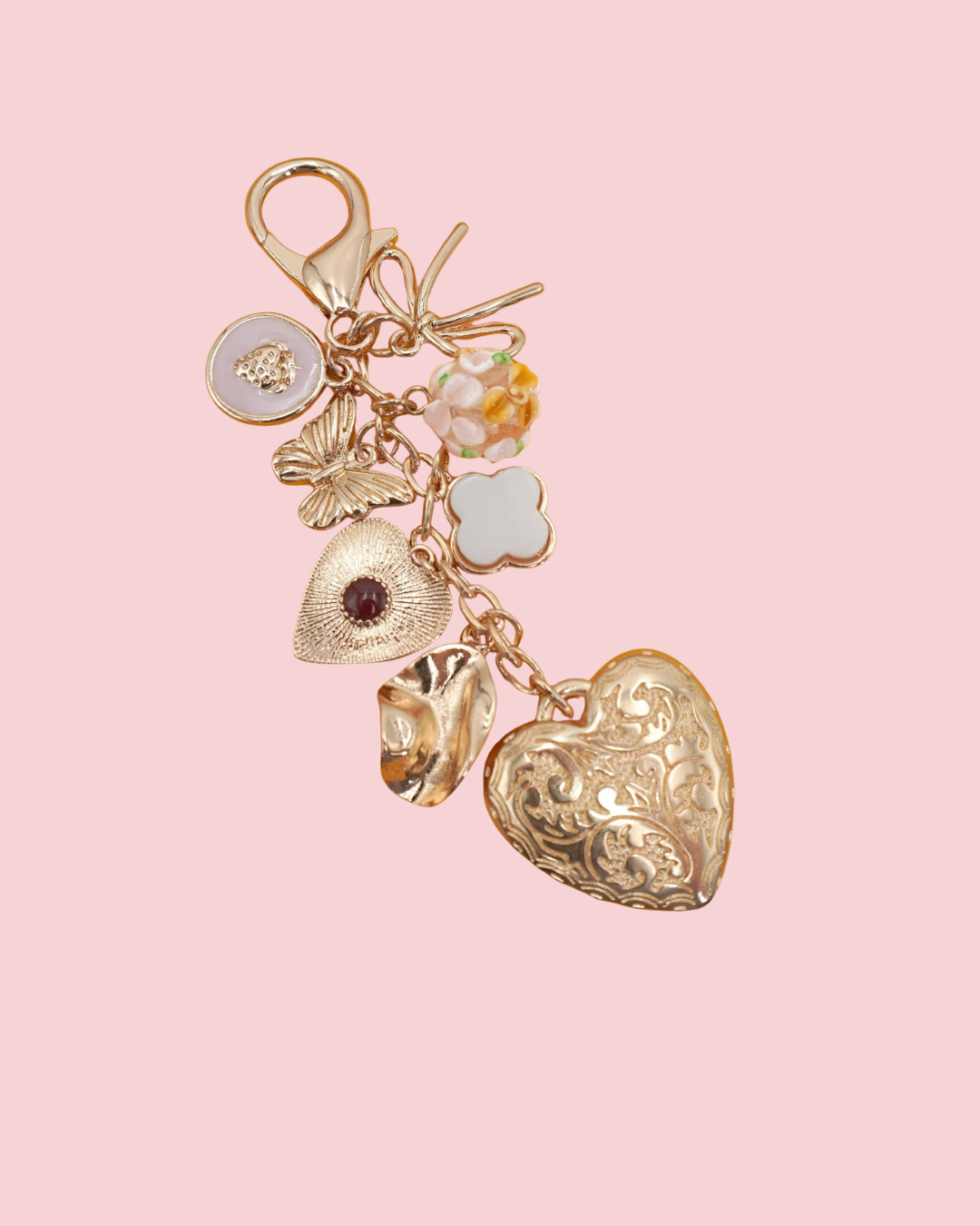 BAG KEY CHARM-HEART BOW BUTTERFLY CLOVER | 80K056