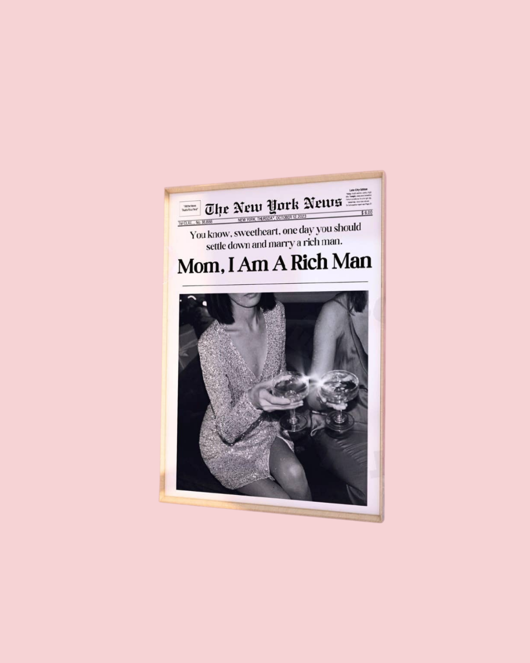 Mom I Am A Rich Man Retro Newspaper Wall Art Prints