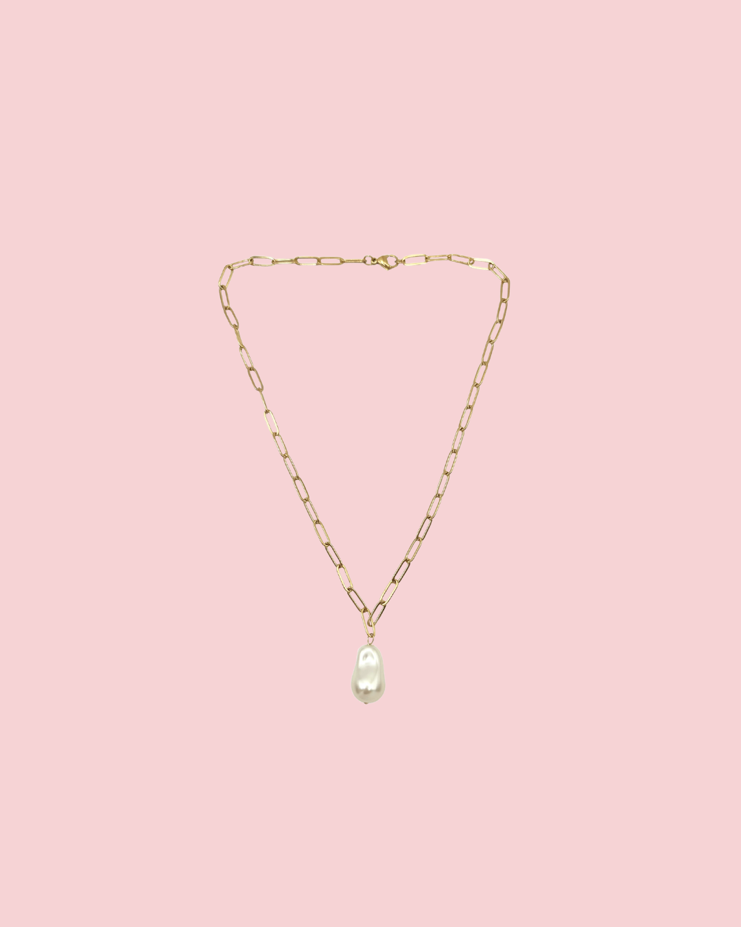 Pearl Nugget Paperclip Necklace