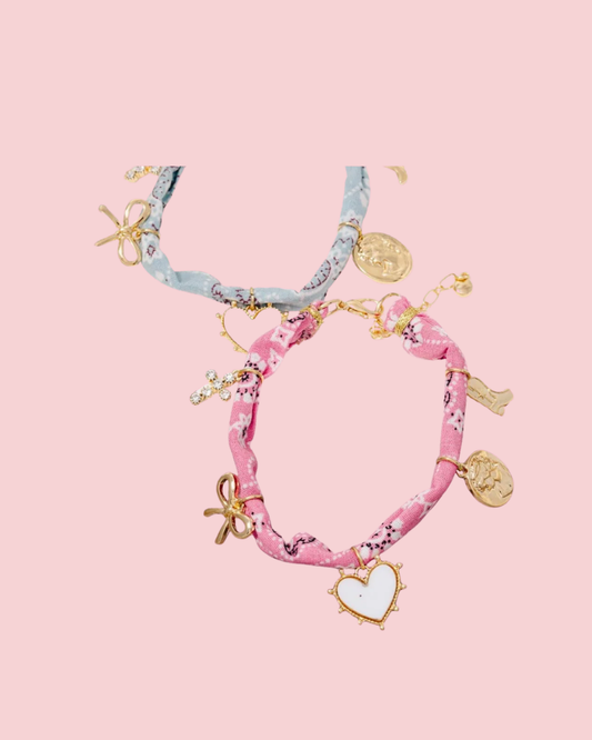 Assorted Charms Paisley Bandana Bracelet