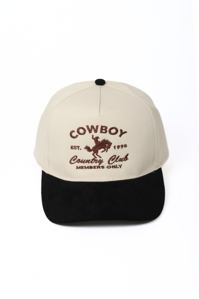Western COWBOY COUNTRY CLUB Suede Brim Two Tone Cap