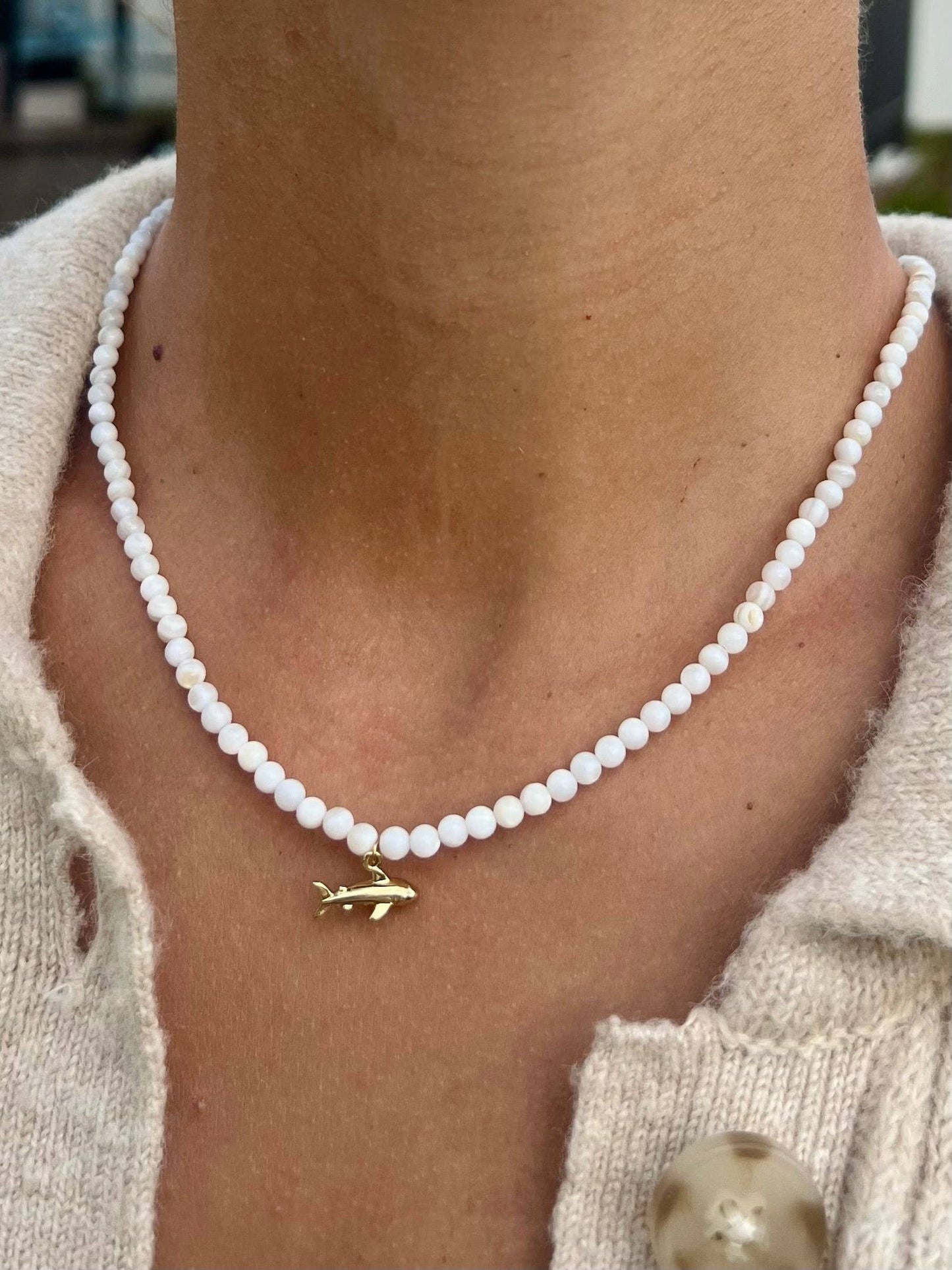 Beaded Shark Necklace | Boho Surfer Beach Jewelry