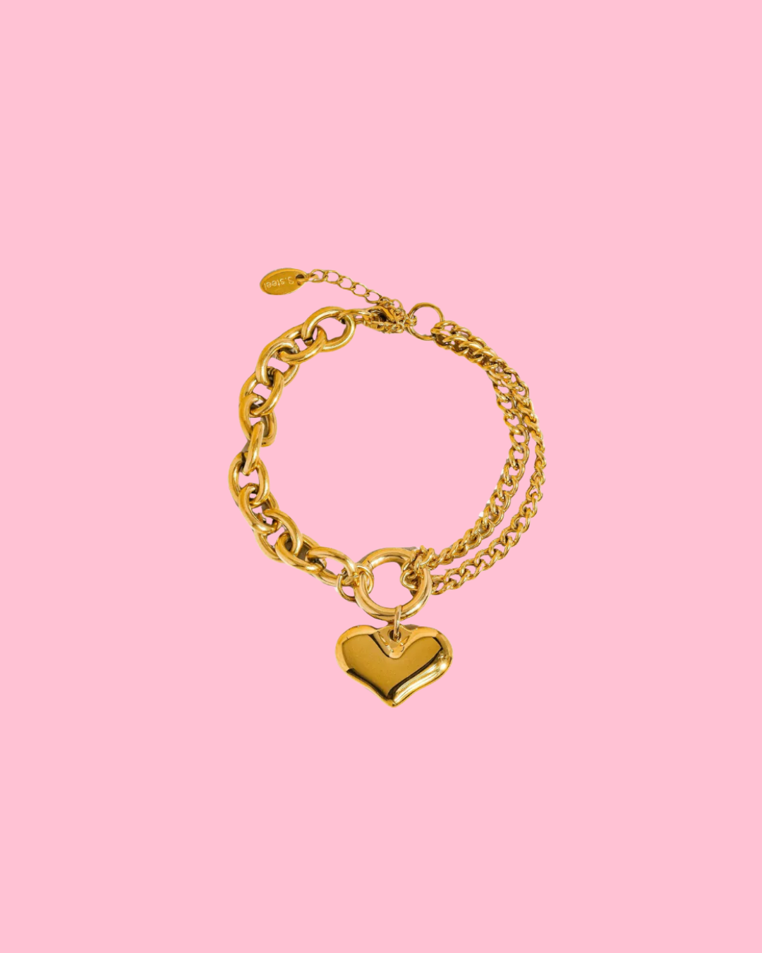 Allure 18K Gold Non-Tarnish Heart Chain Bracelet
