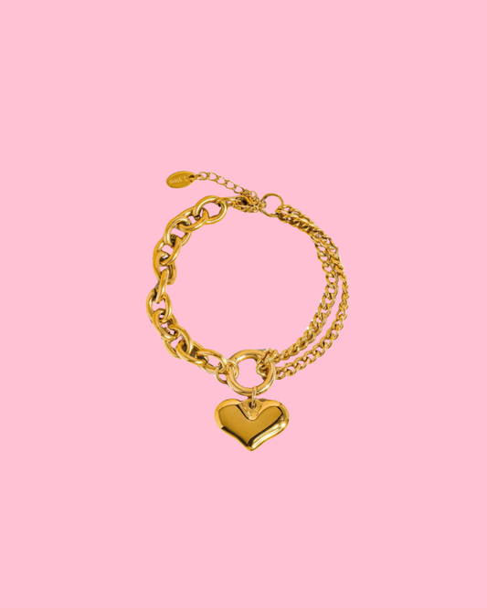 Allure 18K Gold Non-Tarnish Heart Chain Bracelet