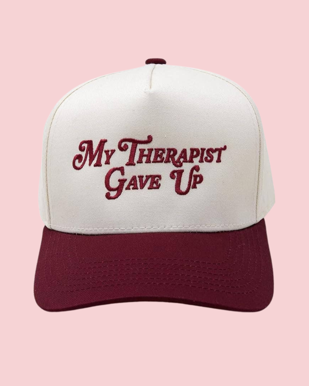 2-Tone Cap - My Therapist Gave Up - Burgundy/Beige