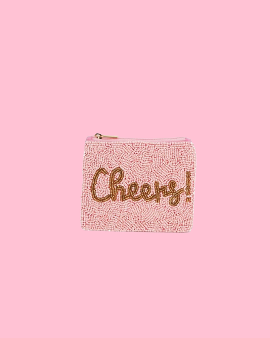 Ladies Fully Beaded CHEERS Printed Cosmetic Bag