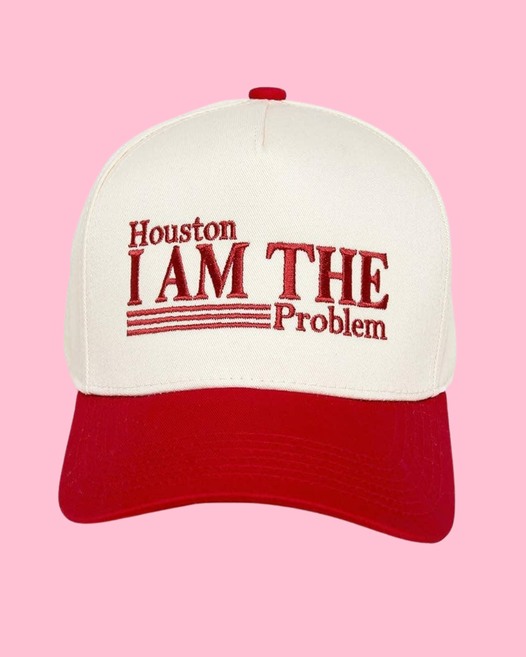 Two Tone Cap -  Houston I am The Problem - Beige/Red