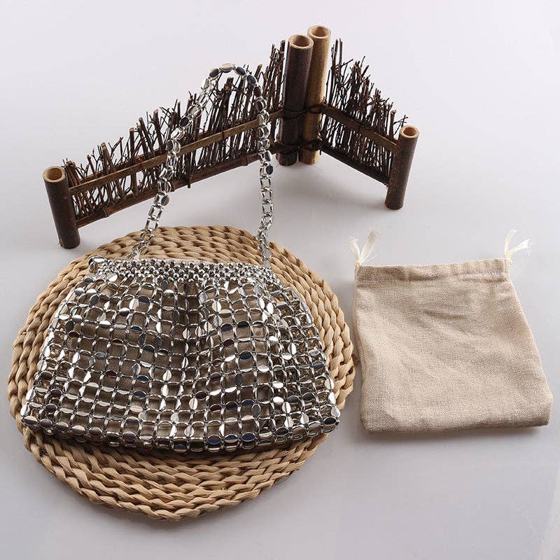 Simple Hollow Out Handmade Beaded Handbag