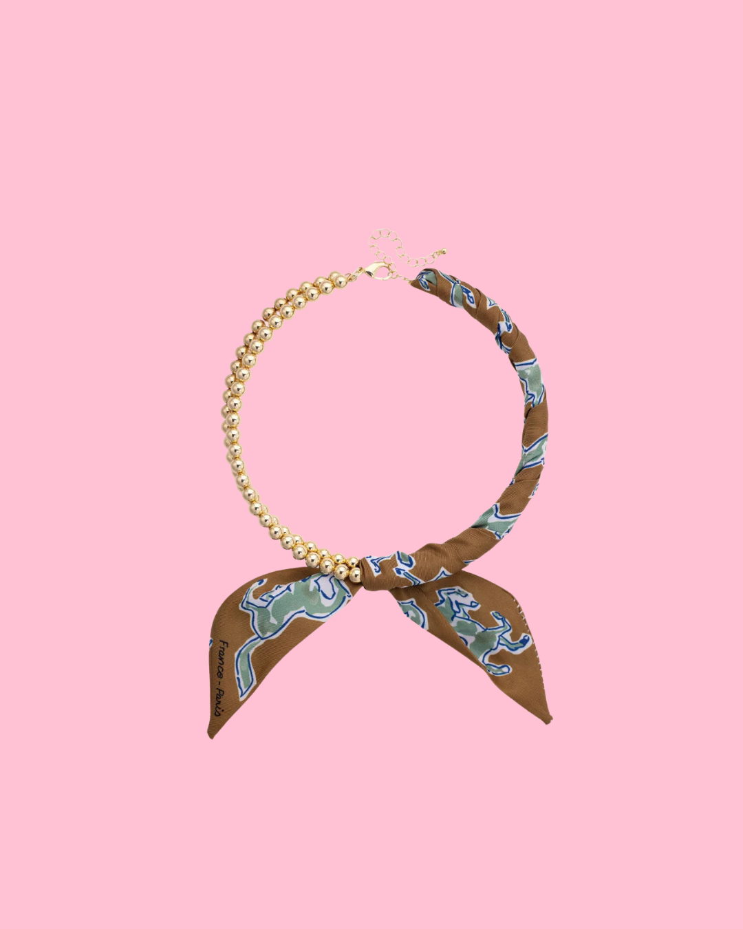 Winnie Ball Bead Scarf Necklace in Brown