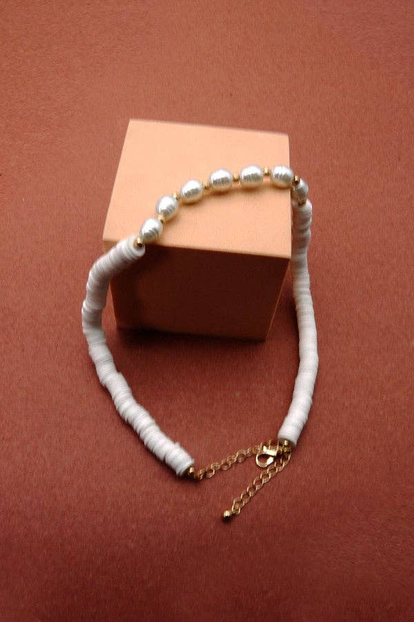 Heishi Disc Bead Pearl Necklace
