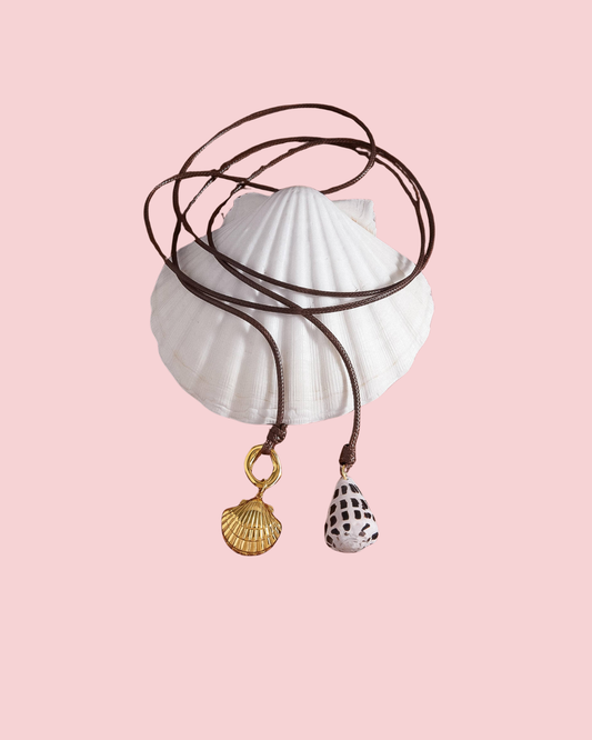 Chia 18K Gold Non-Tarnish Shell Charm Cord Necklace